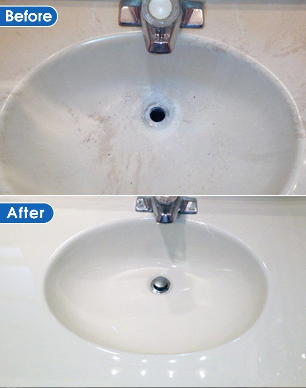 sink refinished vefore and after